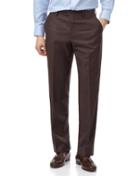  Brown Classic Fit Twill Business Suit Trousers Size W32 L32 By Charles Tyrwhitt