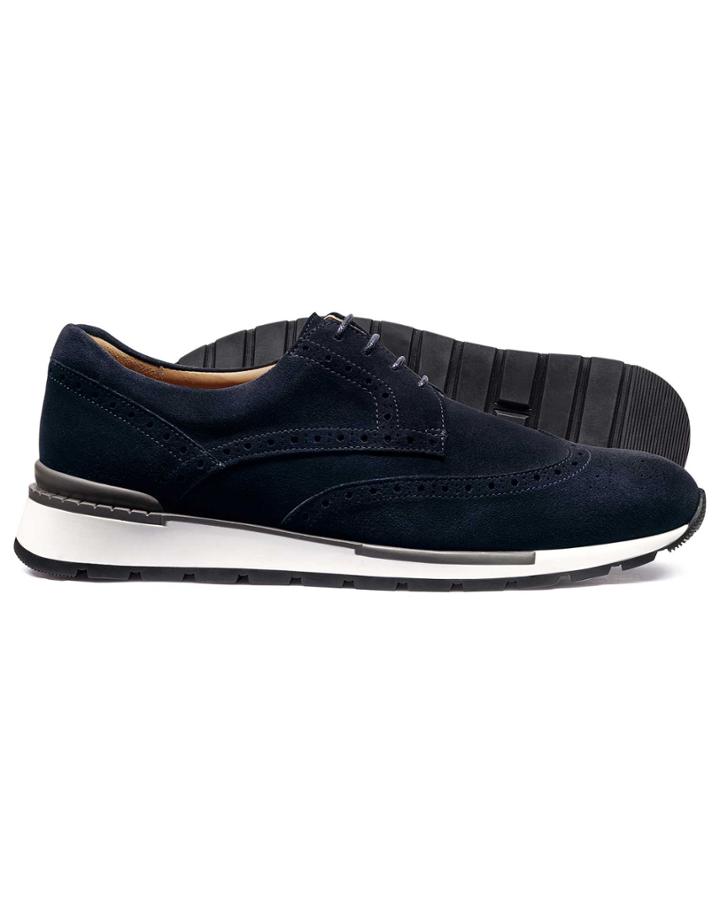  Navy Suede Wingtip Derby Trainer Size 11 By Charles Tyrwhitt