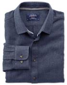 Charles Tyrwhitt Charles Tyrwhitt Classic Fit Navy Mouline Cotton Dress Shirt Size Large