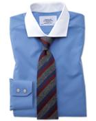  Slim Fit Spread Collar Non-iron Winchester Blue Cotton Dress Shirt Single Cuff Size 15.5/35 By Charles Tyrwhitt