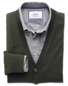 Charles Tyrwhitt Charles Tyrwhitt Dark Green Merino Wool Cardigan Size Large