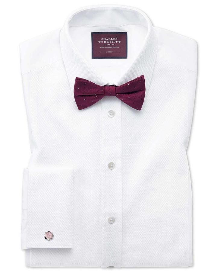  Slim Fit Luxury Marcella Bib Front White Tuxedo Egyptian Cotton Dress Shirt French Cuff Size 14.5/33 By Charles Tyrwhitt