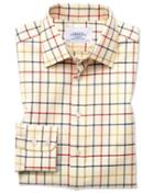  Classic Fit Country Check Red And Blue Cotton Dress Shirt Single Cuff Size 17.5/36 By Charles Tyrwhitt