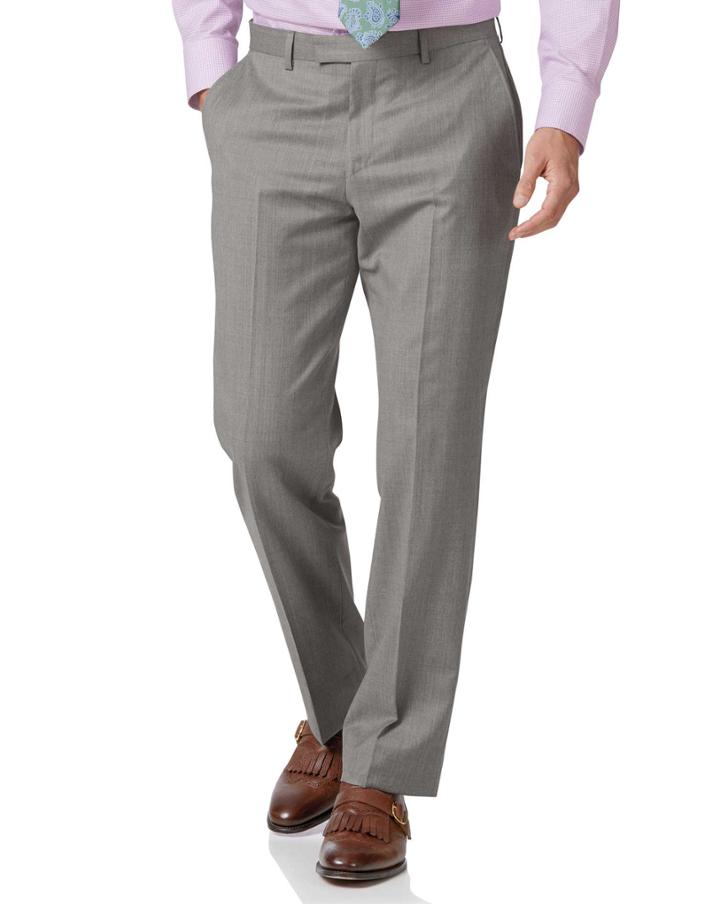  Silver Classic Fit Italian Suit Wool Pants Size W32 L30 By Charles Tyrwhitt
