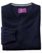 Charles Tyrwhitt Navy Cashmere V-neck Sweater Size Medium By Charles Tyrwhitt