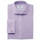 Charles Tyrwhitt Charles Tyrwhitt Purple Basket Weave Check Non-iron Spread Slim Fit Shirt (14.5 - 32)