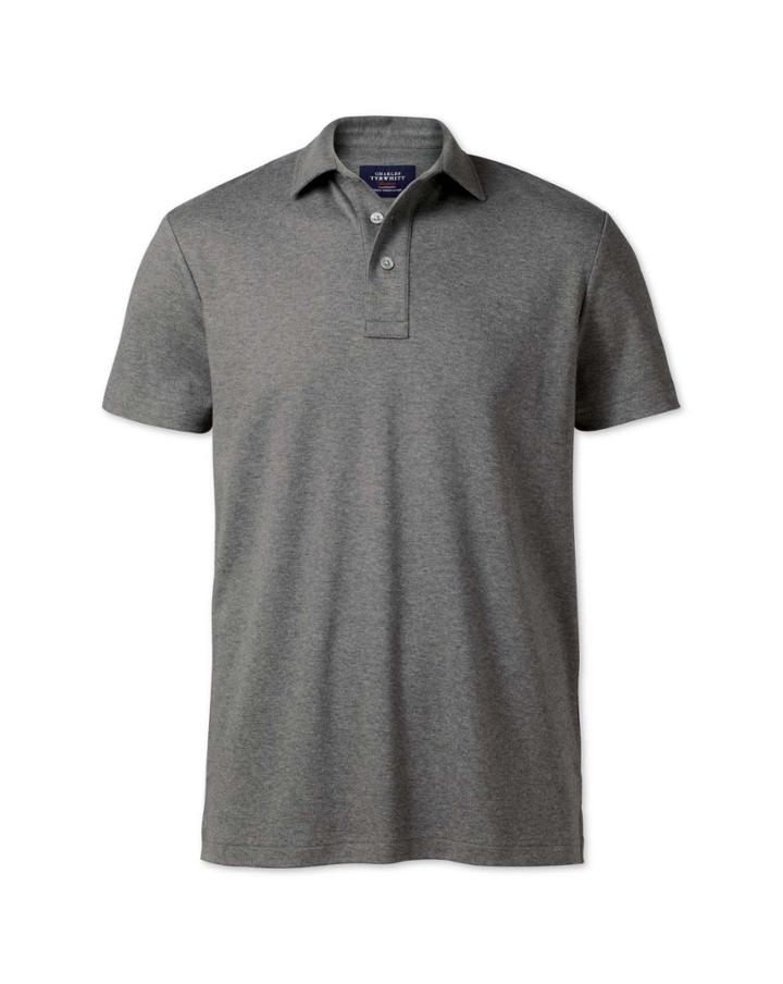 Charles Tyrwhitt Charles Tyrwhitt Classic Fit Grey Luxury Touch Polo