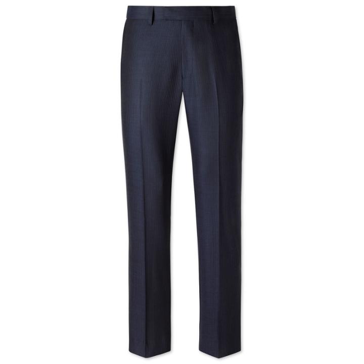 Charles Tyrwhitt Charles Tyrwhitt Blue Slim Fit Portland Fine Stripe Business Suit Super 100 Wool Pants Size W42 L32