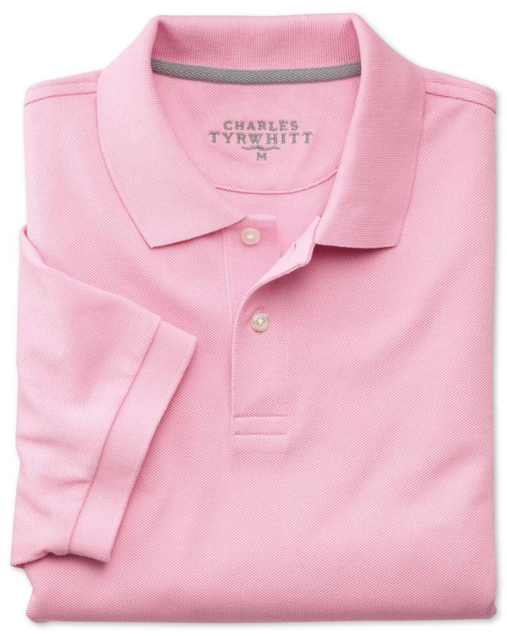 Charles Tyrwhitt Pink Pique Cotton Polo Size Large By Charles Tyrwhitt