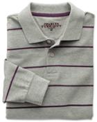 Charles Tyrwhitt Charles Tyrwhitt Grey And Purple Stripe Pique Long Sleeve Cotton Polo Size Xl