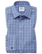 Charles Tyrwhitt Classic Fit Prince Of Wales Check Blue And Green Cotton Dress Shirt French Cuff Size 15/33 By Charles Tyrwhitt