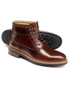  Brown Leather Commando Boots Size 14 By Charles Tyrwhitt