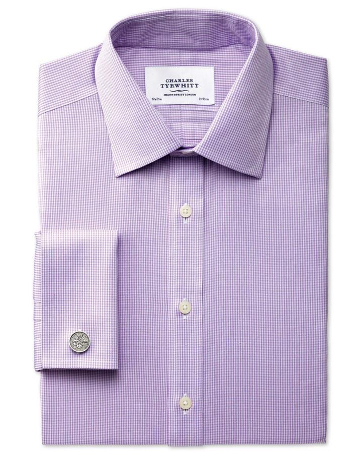 Charles Tyrwhitt Charles Tyrwhitt Extra Slim Fit Non-iron Puppytooth Lilac Shirt