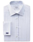 Charles Tyrwhitt Charles Tyrwhitt Slim Fit Egyptian Cotton Textured Stripe White And Navy Dress Shirt Size 15/35