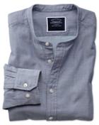  Slim Fit Chambray Collarless Cotton Casual Shirt Single Cuff Size Large By Charles Tyrwhitt