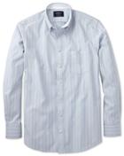  Classic Fit Sky Blue Stripe Washed Oxford Cotton Casual Shirt Single Cuff Size Large By Charles Tyrwhitt