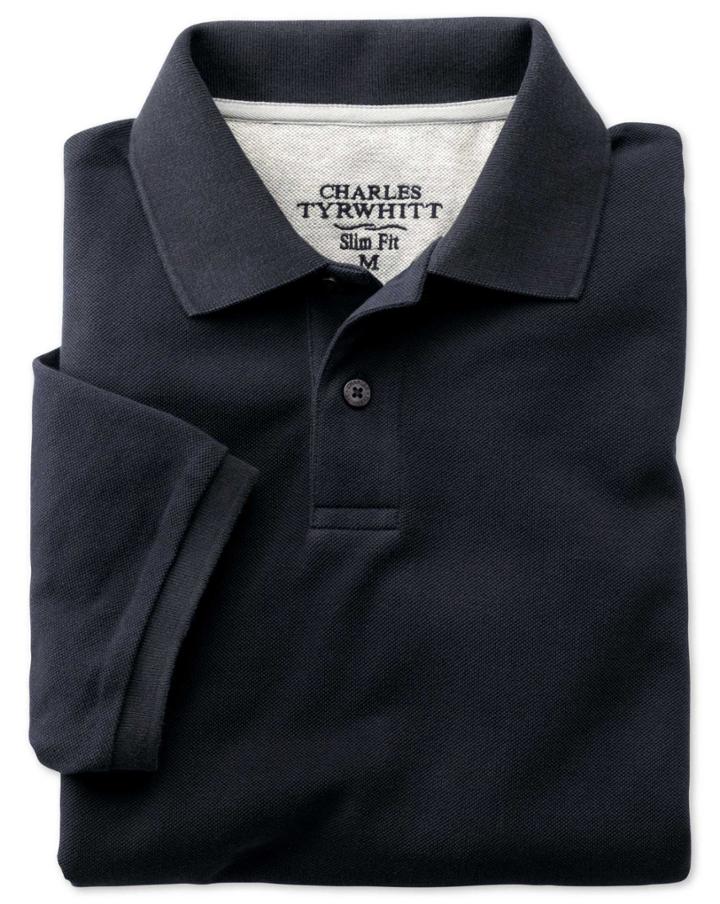 Charles Tyrwhitt Charles Tyrwhitt Slim Fit Navy Pique Polo Shirt