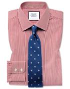  Slim Fit Non-iron Bengal Stripe Red Cotton Dress Shirt French Cuff Size 15/33 By Charles Tyrwhitt