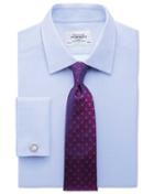  Slim Fit Egyptian Cotton Diamond Texture Sky Blue Dress Shirt Single Cuff Size 17/33 By Charles Tyrwhitt