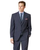  Blue Panama Classic Fit British Suit Wool Jacket Size 38 By Charles Tyrwhitt