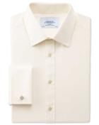 Charles Tyrwhitt Charles Tyrwhitt Classic Fit End-on-end Cream Cotton Dress Shirt Size 15/33