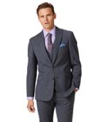  Airforce Blue Check Slim Fit Twist Business Suit Wool Jacket Size 40 By Charles Tyrwhitt
