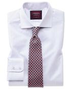  Classic Fit Luxury Non-iron Fine Stripe Lilac Egyptian Cotton Dress Shirt Single Cuff Size 15.5/33 By Charles Tyrwhitt