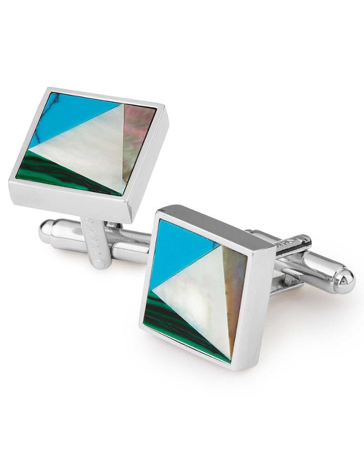  Semi Precious Stone Mixed Square Metal Cufflinks By Charles Tyrwhitt