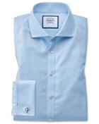 Charles Tyrwhitt Super Slim Fit Spread Collar Non-iron Twill Blue Cotton Dress Shirt French Cuff Size 14.5/33 By Charles Tyrwhitt