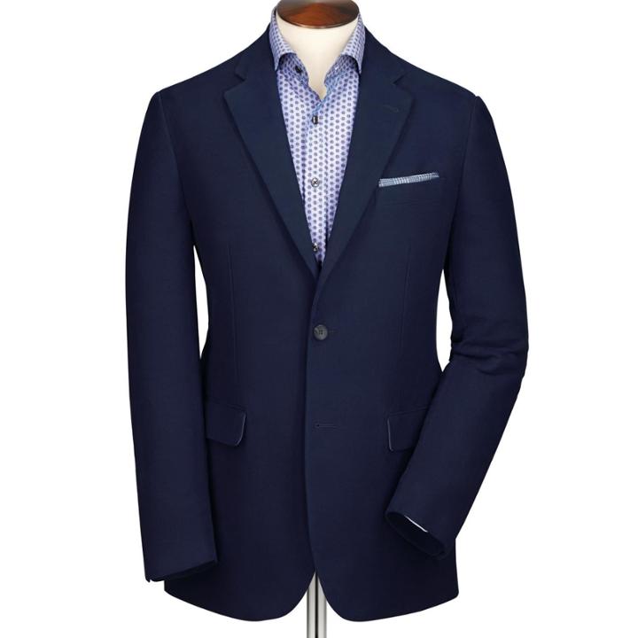 Charles Tyrwhitt Navy Classic Fit Moleskin Unstructured Cotton Jacket Size 44 By Charles Tyrwhitt