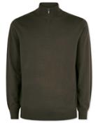  Olive Merino Wool Zip Neck 100percent Merino Wool Sweater Size Large By Charles Tyrwhitt