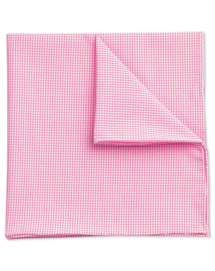Charles Tyrwhitt Pink Cotton Fine Gingham Classic Pocket Square By Charles Tyrwhitt