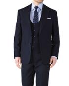Charles Tyrwhitt Charles Tyrwhitt Navy Classic Fit Herringbone Business Suit Wool Jacket Size 38