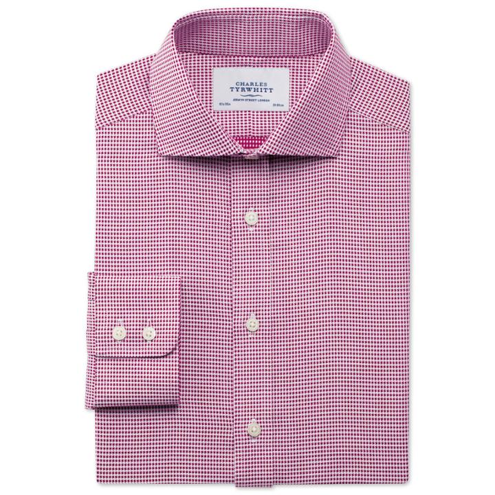 Charles Tyrwhitt Charles Tyrwhitt Slim Fit Star Weave Spread Berry Shirt