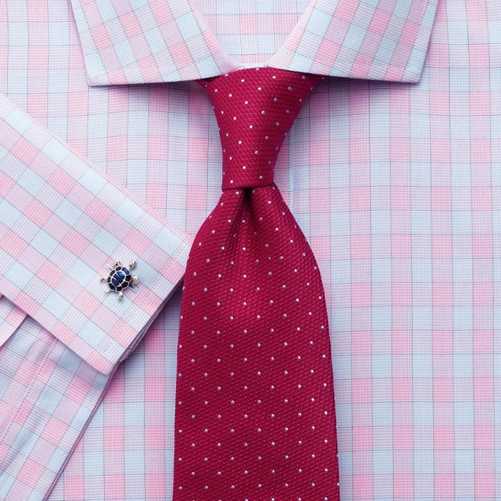 Charles Tyrwhitt Classic Fit Spread Collar City Gingham Pink Cotton Dress Shirt Single Cuff Size 15.5/37 By Charles Tyrwhitt