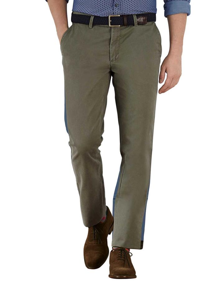 Charles Tyrwhitt Olive Extra Slim Fit Flat Front Cotton Chino Pants Size W30 L30 By Charles Tyrwhitt