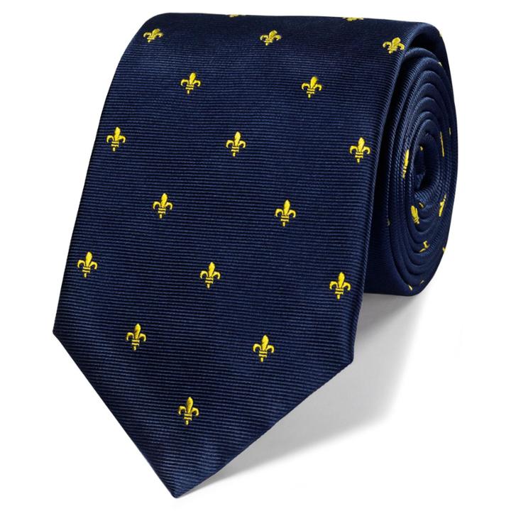 Charles Tyrwhitt Charles Tyrwhitt Classic Navy And Gold Fleur De Lys Tie