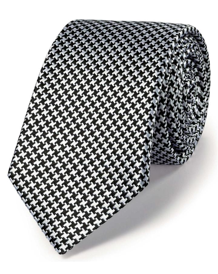 Charles Tyrwhitt Black Silk Classic Puppytooth Slim Tie By Charles Tyrwhitt