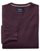  Wine Merino Wool Crew Neck Sweater Size Large By Charles Tyrwhitt