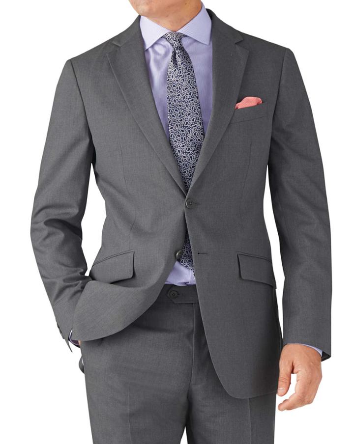 Charles Tyrwhitt Silver Slim Fit Crepe Business Suit Wool Jacket Size 40 By Charles Tyrwhitt