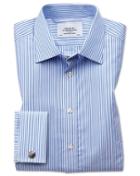 Charles Tyrwhitt Extra Slim Fit Bengal Stripe Sky Blue Cotton Dress Shirt Single Cuff Size 14.5/32 By Charles Tyrwhitt