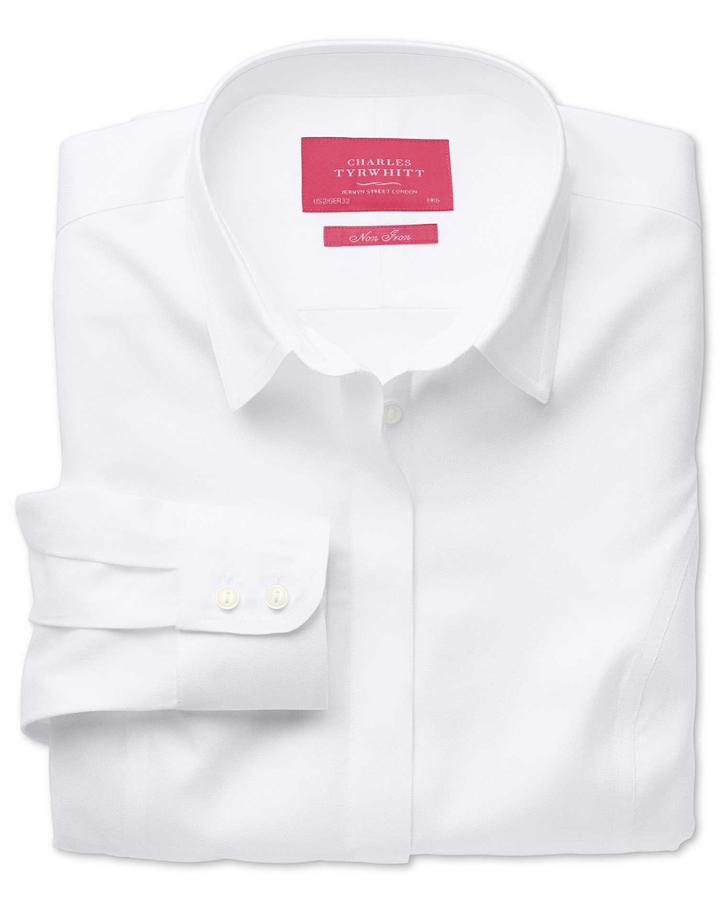 Charles Tyrwhitt Charles Tyrwhitt Women's Semi-fitted Non-iron Cotton Twill White Shirt