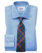  Classic Fit Egyptian Cotton Cavalry Twill Blue Dress Shirt French Cuff Size 16/38 By Charles Tyrwhitt