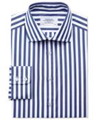 Charles Tyrwhitt Charles Tyrwhitt Slim Fit Semi-spread Collar Egyptian Cotton Stripe Navy Dress Shirt Size 14.5/32