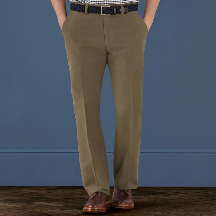 Charles Tyrwhitt Charles Tyrwhitt Mushroom Classic Fit Moleskin Cotton Tailored Pants Size W30 L34
