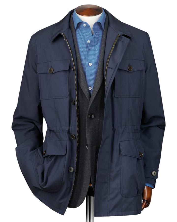  Navy Showerproof Field Jacket Size 38 By Charles Tyrwhitt