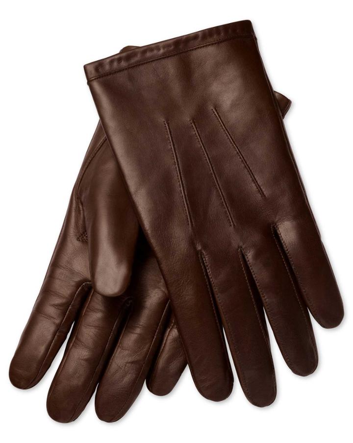  Brown Leather Gloves Size Medium By Charles Tyrwhitt