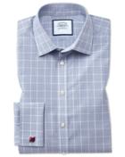 Charles Tyrwhitt Classic Fit Non-iron Prince Of Wales Grey Cotton Dress Shirt Single Cuff Size 15.5/33 By Charles Tyrwhitt