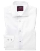  Extra Slim Fit White Luxury Twill Egyptian Cotton Dress Shirt French Cuff Size 15/32 By Charles Tyrwhitt
