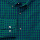 Charles Tyrwhitt Charles Tyrwhitt Slim Fit Non-iron Poplin Green And Navy Gingham Cotton Dress Shirt Size Xs